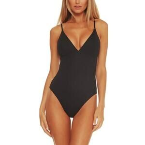Becca by Rebecca Women's Black Virtue Abigail Over The Shoulder Swimsuit Size S